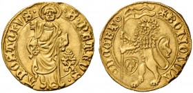 Niccolò V (Tommaso Parentuccelli), 1447-1455. Bologna. Ducato o bolognino, AV 3,47 g. S PETRVS A – APOSTOLVS S. Pietro stante di fronte con libro e ch...