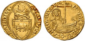 Callisto III (Alonso de Borja), 1455-1458. Ducato papale, AV 3,53 g. + CALISTVS – PP TERTIVS Stemma sormontato da triregno e chiavi decussate, entro c...