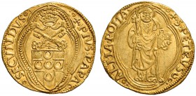 Pio II (Enea Silvio Piccolomini), 1458-1464. Ducato papale, AV 3,52 g. + PIVS PAPA – SECVNDVS Stemma sormontato da triregno e chiavi decussate entro c...