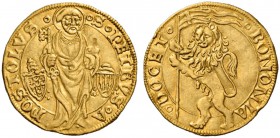 Pio II (Enea Silvio Piccolomini), 1458-1464. Bologna. Ducato o bolognino, AV 3,44 g. S PETRVS A – POSTOLVS S. Pietro stante di fronte con libro e chia...