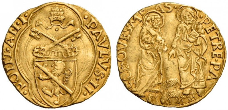 Paolo II (Pietro Barbo), 1464-1471. Ducato papale anno I, AV 3,46 g. PAVLVS II –...
