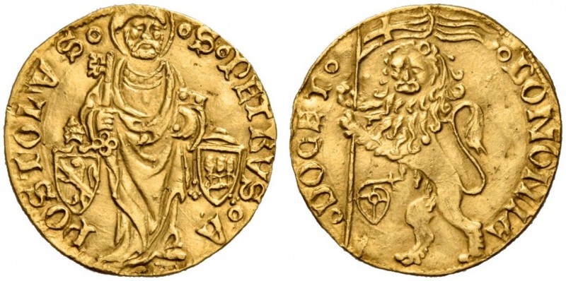 Paolo II (Pietro Barbo), 1464-1471. Bologna. Ducato o bolognino, AV 3,45 g. S PE...