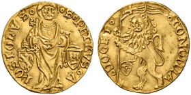 Paolo II (Pietro Barbo), 1464-1471. Bologna. Ducato o bolognino, AV 3,45 g. S PETRVS A – POSTOLVS S. Pietro stante di fronte con libro e chiavi; ai la...