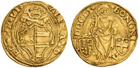 Alessandro VI (Rodrigo de Borja y Borja), 1492-1503. Bologna. Ducato papale (1492-1499), AV 3,44 g. ALEXAND – ER PP VI Stemma sormontato da triregno e...