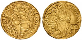 Alessandro VI (Rodrigo de Borja y Borja), 1492-1503. Ducato papale (1492-1500), AV 3,46 g. ALEXAND – ER PP VI Stemma sormontato da triregno e chiavi d...