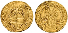 Alessandro VI (Rodrigo de Borja y Borja), 1492-1503. Ducato papale (1500-1503), AV 3,45 g. ALEXAND – ER PP VI Stemma sormontato da triregno e chiavi d...