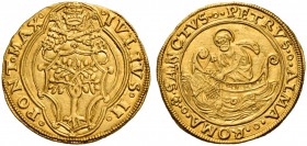 Giulio II (Giuliano della Rovere), 1503-1513. Doppio fiorino di camera, AV 6,76 g. IVLIVS II – PONT MAX Stemma sormontato da triregno e chiavi decussa...