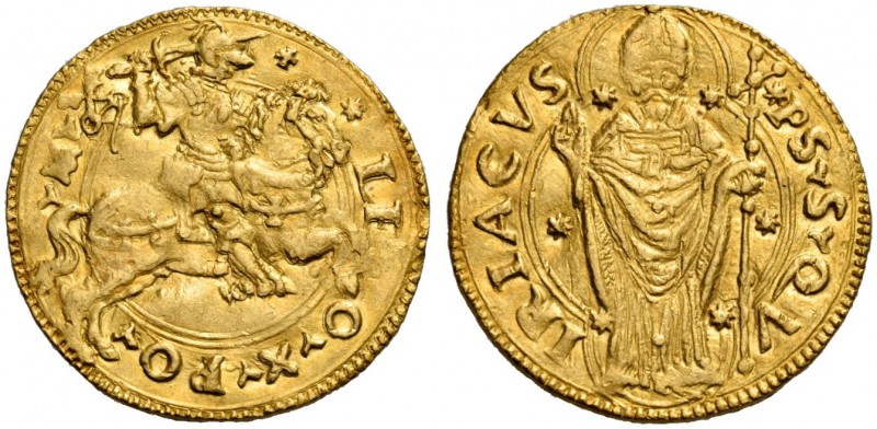 Leone X (Giovanni de’Medici), 1513-1521. Ancona. Doppio ducato papale, AV 6,88 g...