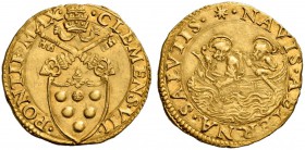 Clemente VII (Giulio de’Medici), 1523-1534. Doppio fiorino di camera, AV 6,68 g. CLEMENS VII – PONTIF MAX Stemma sormontato da triregno e chiavi decus...