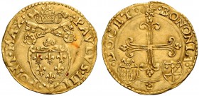 Paolo III (Alessandro Farnese), 1534-1549. Bologna. Scudo del sole (1536-1537), AV 3,35 g. PAVLVS III – PONT MAX Stemma sormontato da triregno e chiav...