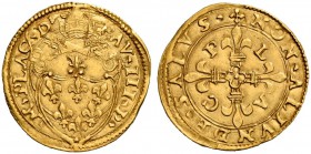 Paolo III (Alessandro Farnese), 1534-1549. Piacenza. Scudo, AV 3,33 g. PAV III P – M PLAC D Stemma sormontato da triregno e chiavi decussate con cordo...