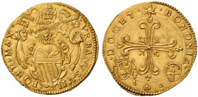 Urbano VII (Giovanni Battista Castagna), 15 settembre – 27 settembre 1590. Bologna. Doppia, AV 6,60 g. VRBANVS VII – PONT MAX Stemma sormontato da tri...