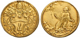 Clemente XI (Gianfrancesco Albani), 1700-1721. Doppia anno VII, AV 6,58 g. CLEMENS XI – P M ANN VII Stemma sormontato da triregno e chiavi decussate c...