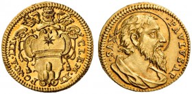 Clemente XI (Gianfrancesco Albani), 1700-1721. Scudo anno III, AV 3,32 g. CLEM XI – PO M A III Stemma sormontato da triregno e chiavi decussate con co...