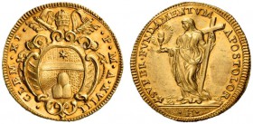 Clemente XI (Gianfrancesco Albani), 1700-1721. Scudo anno XVIII, AV 3,36 g. CLEMENS XI – PONT M A XVIII Stemma, in cartella a volute, sormontato da tr...