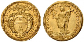 Clemente XI (Gianfrancesco Albani), 1700-1721. Scudo anno XVIII, AV 3,35 g. CLEMENS XI – PONT M A XVIII Stemma, in cartella a volute, sormontato da tr...