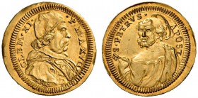 Clemente XI (Gianfrancesco Albani), 1700-1721. Mezzo scudo anno XVII, AV 1,67 g. CLEM XI – P M A XVII Busto con camauro e stola rabescata a d. Rv. S P...