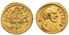 Sede Vacante (Camerlengo card. Annibale Albani), 1740. Mezzo scudo romano 1740, AV 0,91 g. SEDE / VAC Chiavi decussate sormontate da padiglione; sopra...