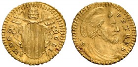 Benedetto XIV (Prospero Lambertini), 1740-1758. Mezzo scudo romano 1751, AV 0,93 g. MDC – CLI Stemma sormontato da triregno e chiavi decussate. Rv. S ...
