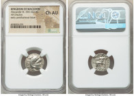MACEDONIAN KINGDOM. Alexander III the Great (336-323 BC). AR drachm (18mm, 12h). NGC Choice AU. Posthumous issue of Colophon, 310-301 BC. Head of Hera...