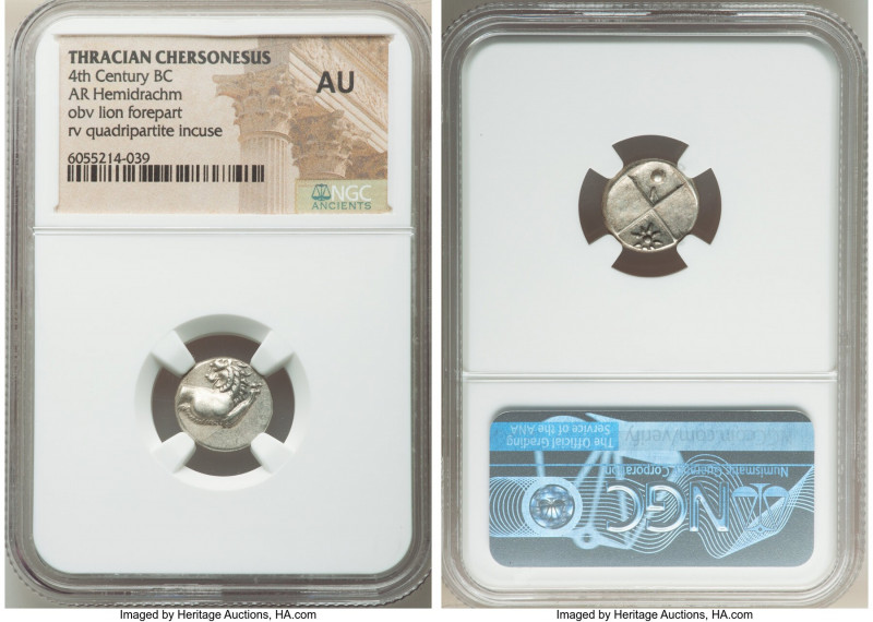 THRACE. Chersonesus. Ca. 4th century BC. AR hemidrachm (14mm). NGC AU. Persic st...