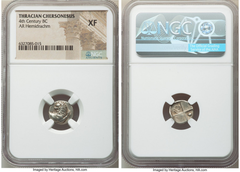 THRACE. Chersonesus. Ca. 4th century BC. AR hemidrachm (13mm). NGC XF. Persic st...