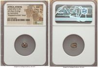 ATTICA. Athens. Ca. 545-525/15 BC. AR obol (7mm, 0.47 gm). NGC AU 4/5 - 4/5. "Wappenmunzen" series. Wheel with four branched spokes / Quadripartite in...