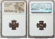 ATTICA. Athens. Ca. 455-440 BC. AR drachm (14mm, 2h). NGC VF, edge marks. Head of Athena right, wearing crested Attic helmet ornamented with three lau...