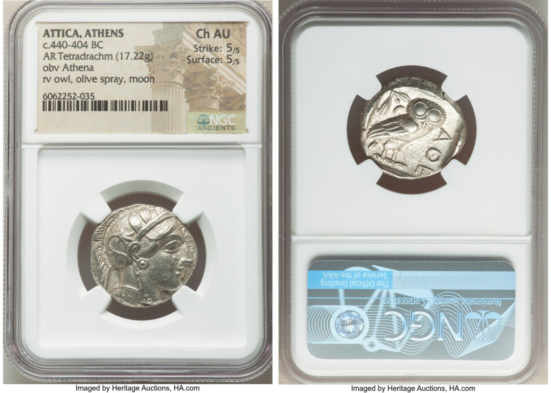 ATTICA. Athens. Ca. 440-404 BC. AR tetradrachm (24mm, 17.22 gm, 7h). NGC Choice ...