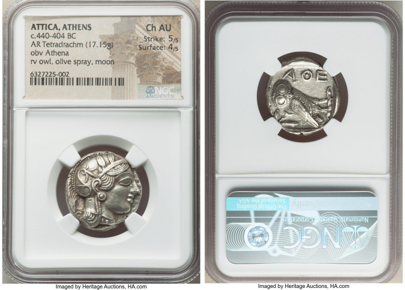 ATTICA. Athens. Ca. 440-404 BC. AR tetradrachm (23mm, 17.15 gm, 3h). NGC Choice ...