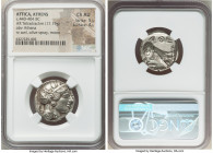 ATTICA. Athens. Ca. 440-404 BC. AR tetradrachm (23mm, 17.15 gm, 3h). NGC Choice AU 5/5 - 4/5. Mid-mass coinage issue. Head of Athena right, wearing ea...