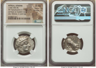 ATTICA. Athens. Ca. 440-404 BC. AR tetradrachm (15mm, 17.13 gm, 9h). NGC Choice AU 5/5 - 4/5. Mid-mass coinage issue. Head of Athena right, wearing ea...