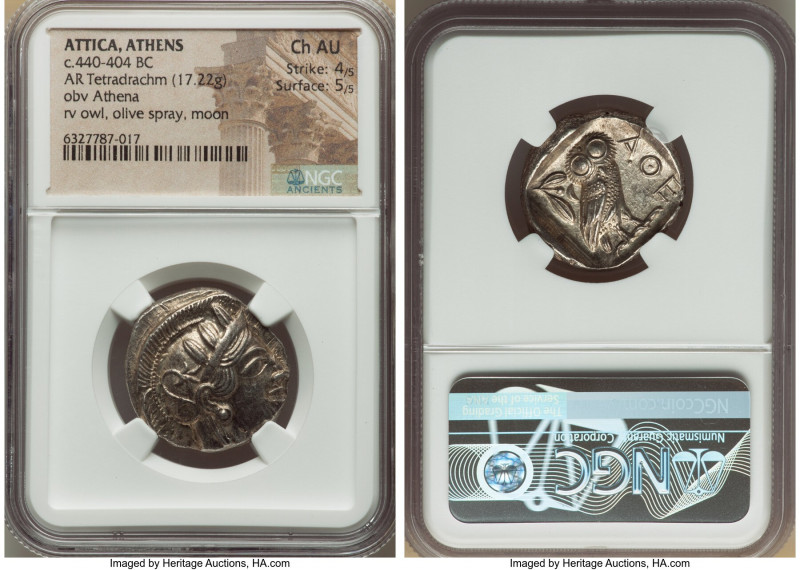 ATTICA. Athens. Ca. 440-404 BC. AR tetradrachm (23mm, 17.22 gm, 4h). NGC Choice ...