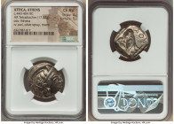 ATTICA. Athens. Ca. 440-404 BC. AR tetradrachm (23mm, 17.22 gm, 4h). NGC Choice AU 4/5 - 5/5. Mid-mass coinage issue. Head of Athena right, wearing ea...