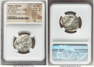 ATTICA. Athens. Ca. 440-404 BC. AR tetradrachm (23mm, 17.22 gm, 6h). NGC Choice AU 4/5 - 4/5. Mid-mass coinage issue. Head of Athena right, wearing ea...