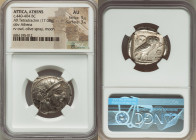 ATTICA. Athens. Ca. 440-404 BC. AR tetradrachm (24mm, 17.08 gm, 6h). NGC AU 5/5 - 3/5. Mid-mass coinage issue. Head of Athena right, wearing earring, ...