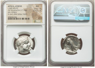 ATTICA. Athens. Ca. 440-404 BC. AR tetradrachm (23mm, 17.16 gm, 10h). NGC AU 4/5 - 4/5. Mid-mass coinage issue. Head of Athena right, wearing earring,...