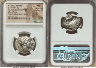 ATTICA. Athens. Ca. 440-404 BC. AR tetradrachm (25mm, 17.14 gm, 7h). NGC AU 4/5 - 4/5. Mid-mass coinage issue. Head of Athena right, wearing earring, ...