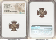 IONIA. Teos. Ca. 520-475 BC. AR stater (16mm, 5.82 gm). NGC XF 4/5 - 2/5. Griffin seated right on ground line, left foreleg raised / Quadripartite inc...