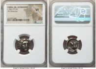 CARIAN ISLANDS. Rhodes. Ca. 305-275 BC. AR didrachm (18mm, 12h). NGC VF. Head of Helios facing, turned slightly right, hair parted in center and swept...
