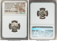 LYCIAN DYNASTS. Teththiveibi (ca. 460-425 BC). AR stater (19mm, 8.33 gm, 5h). NGC Choice XF 5/5 - 3/5, countermark. Two cocks facing one another on a ...