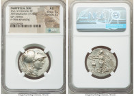 PAMPHYLIA. Side. Ca. 2nd-1st centuries BC. AR tetradrachm (28mm, 15.80 gm, 12h). NGC AU 5/5 - 3/5, brushed. Cleyx, magistrate. Head of Athena right, w...