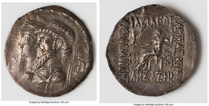 ELYMAIS KINGDOM. Kamnaskires III and Anzaze (ca. 82-72 BC). AR tetradrachm (31mm...