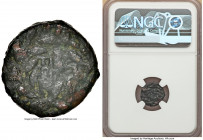 JUDAEA. Herodians. Herod III Antipas (4 BC-AD 39). AE quarter-denomination (14mm, 3.40 gm, 12h). NGC Choice VF 3/5 - 1/5. Tiberias, dated Regnal Year ...
