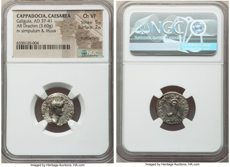 CAPPADOCIA. Caesarea. Caligula (AD 37-41). AR drachm (18mm, 3.60 gm, 12h). NGC C...