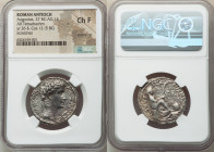 SYRIA. Antioch. Augustus (27 BC-AD 14). AR tetradrachm (28mm, 11h). NGC Choice Fine, smoothing, scratches. Dated Actian Era Year 26 and Consular Year ...