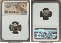 Marc Antony, as Imperator and Triumvir (43-30 BC). AR denarius (19mm, 4h). NGC Fine, marks. Military mint traveling with Antony, 33-32 BC, M. Junius S...