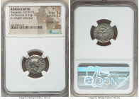 Vespasian (AD 69-79). AR denarius (18mm, 2.91 gm, 6h). NGC Fine 3/5 - 2/5, bankers marks. Rome, AD 74. IMP CAESAR VESPASIANVS, laureate head of Vespas...
