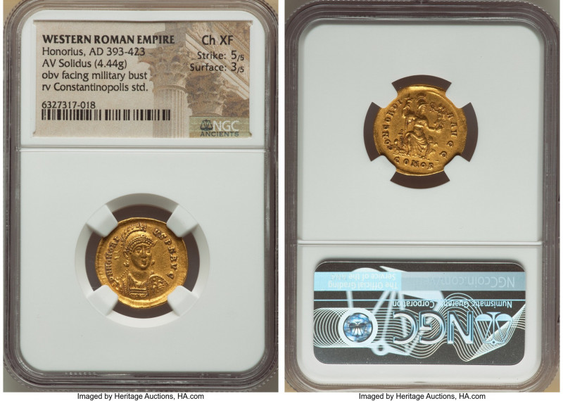 Honorius, Western Roman Empire (AD 393-423). AV solidus (21mm, 4.44 gm, 6h). NGC...