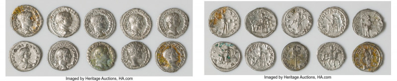 ANCIENT LOTS. Roman Imperial. Lot of ten (10) AR denarii. Choice VG-Choice XF. I...